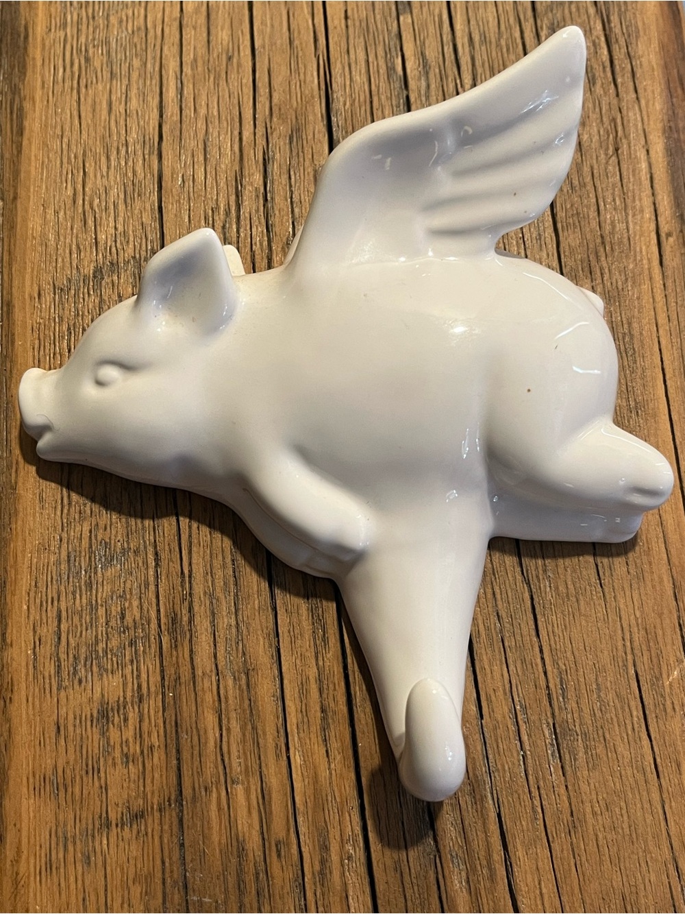 Two's Company White Flying Pig Wall Hook